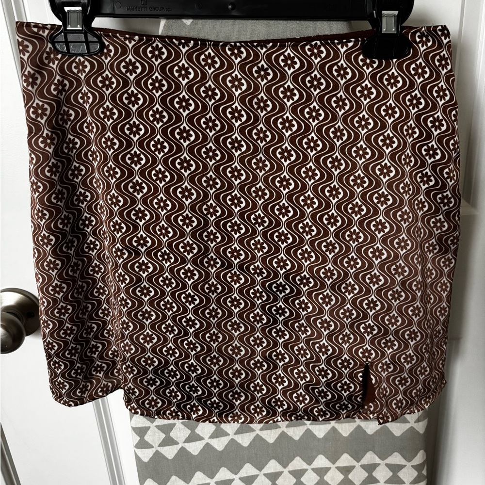 Hollister Brown and White Patterned Mini Skirt